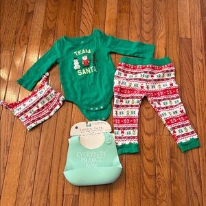 Adorable Christmas outfit 24 months with bonus silicone holiday bin